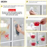 Three red iBorn window hummingbird feeders with clear nectar reservoirs, suction cups, and feeding ports.