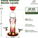 A vibrant Kingsyard Royal Red glass hummingbird feeder with a built-in ant moat and multiple feeding ports.