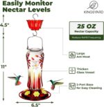 A vibrant Kingsyard Royal Red glass hummingbird feeder with a built-in ant moat and multiple feeding ports.